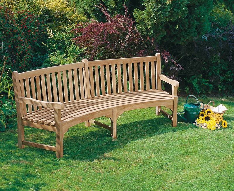 Curved Teak Garden Bench