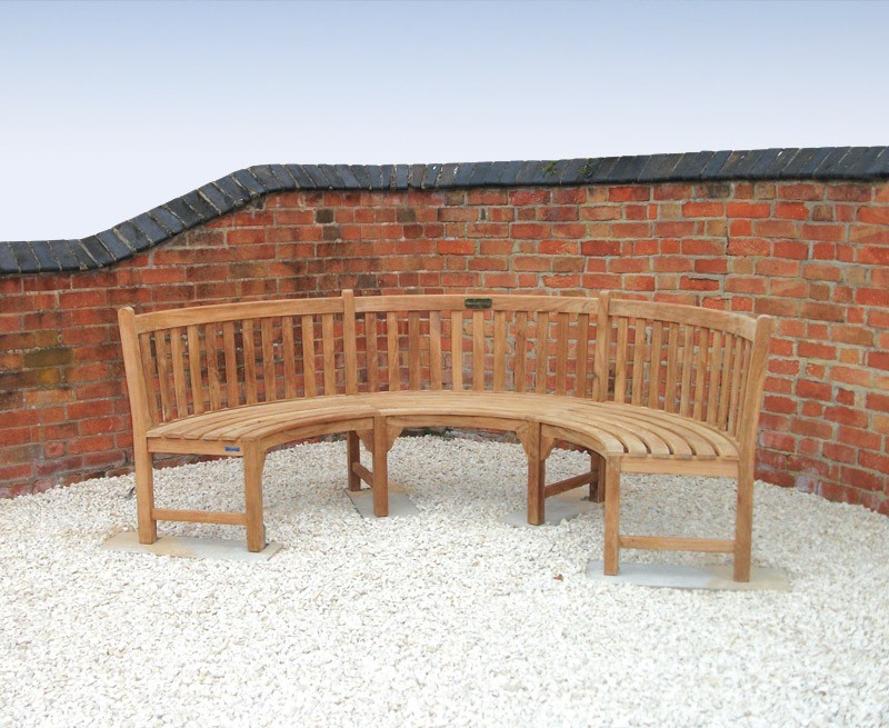 Large English Oak Curved Garden Bench