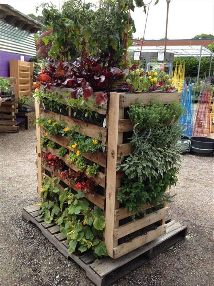 Freestanding Pallet Herb Garden