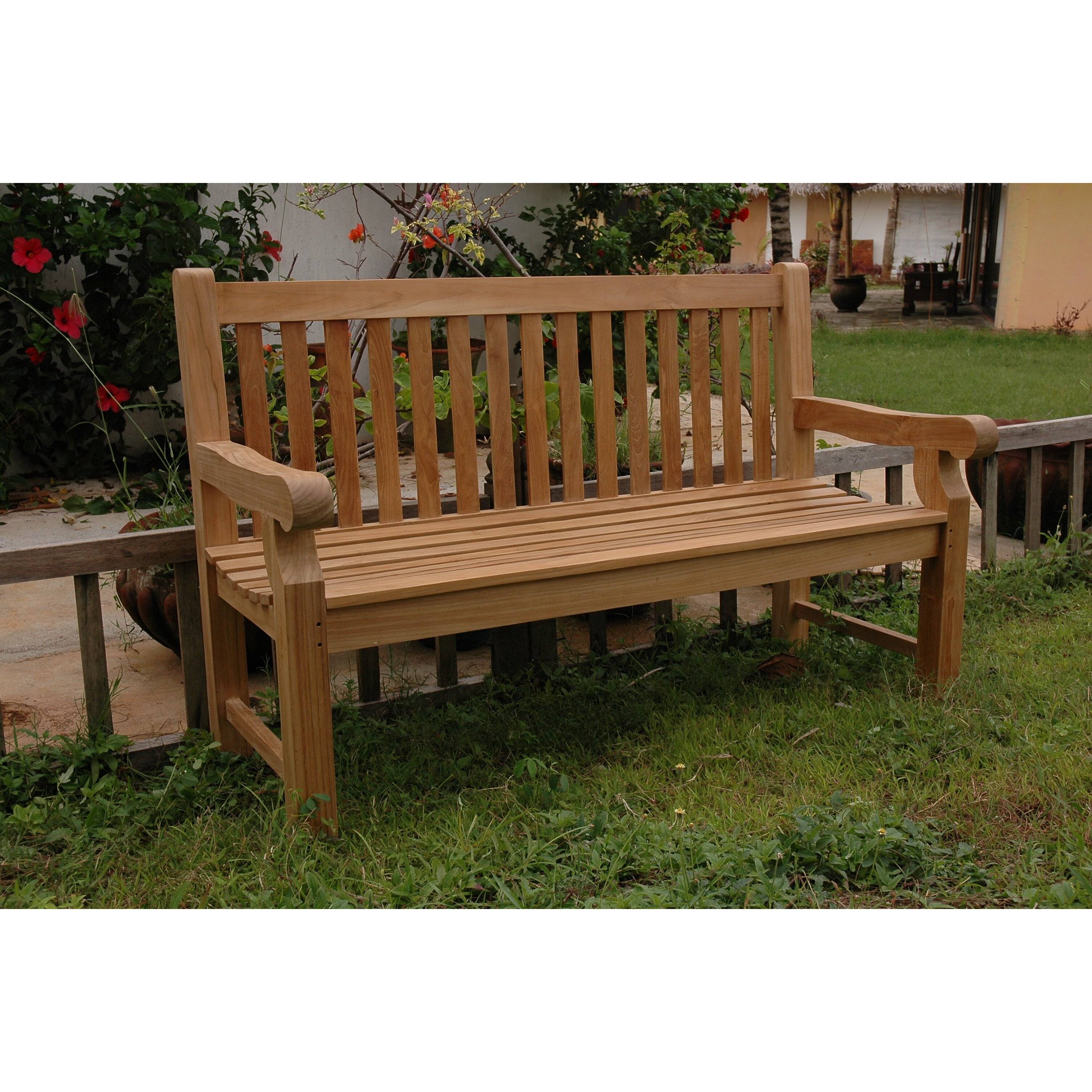 Kingfisher Ornately Curved Teak Bench Outdoor Garden Furniture Teak