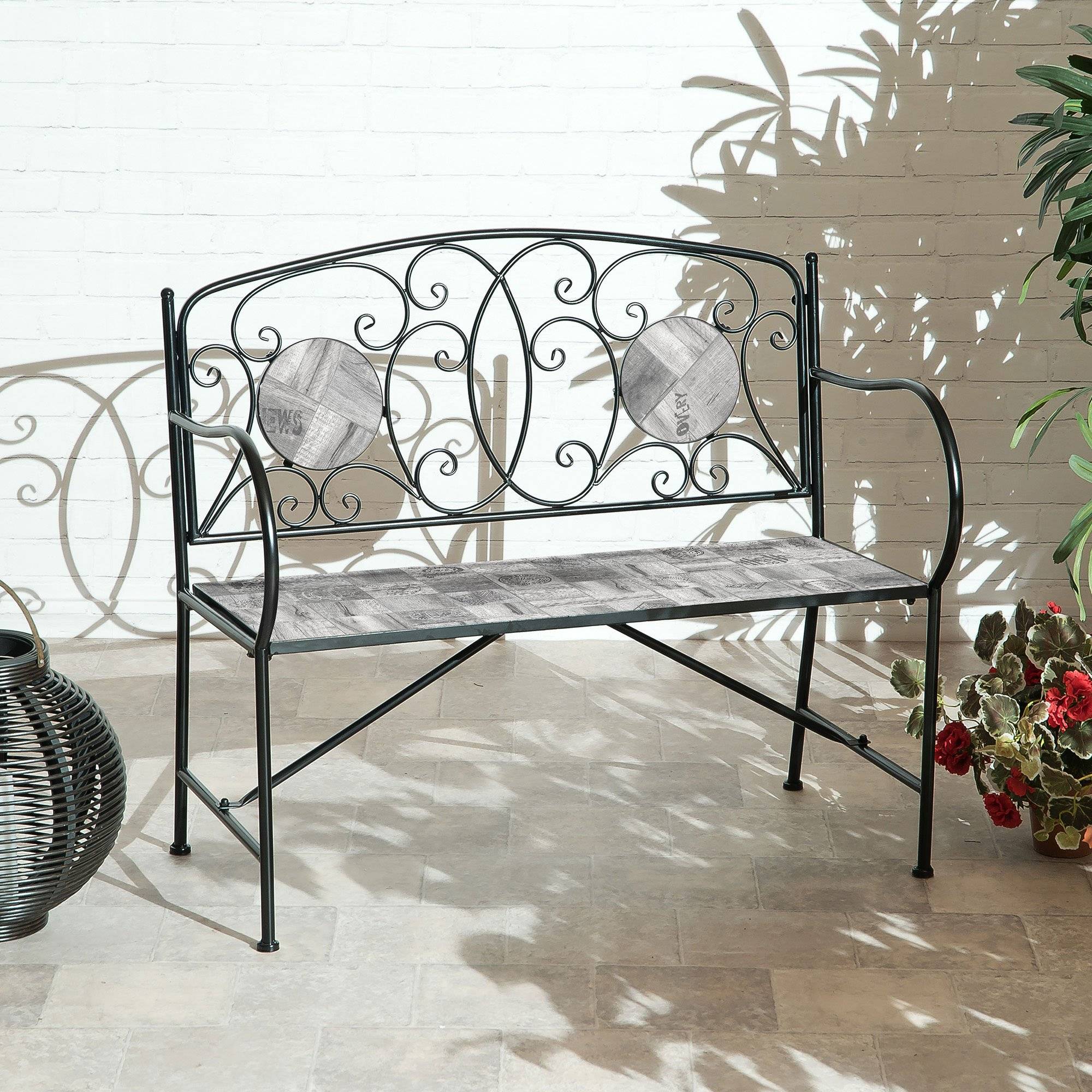 Frost Steel Feet Outdoor Bench Bluegrey Finish