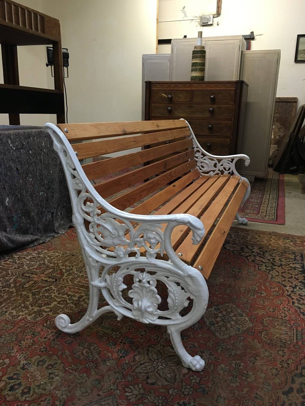 Iron Antique Wooden Garden Bench