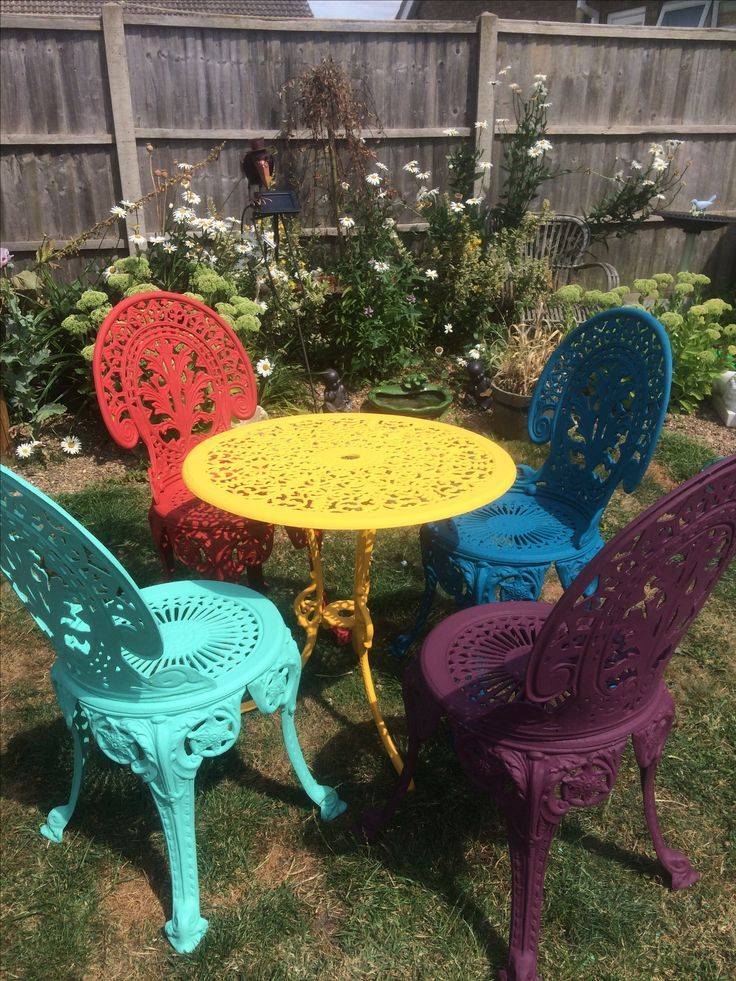24 Painted Garden Furniture Ideas To Consider SharonSable