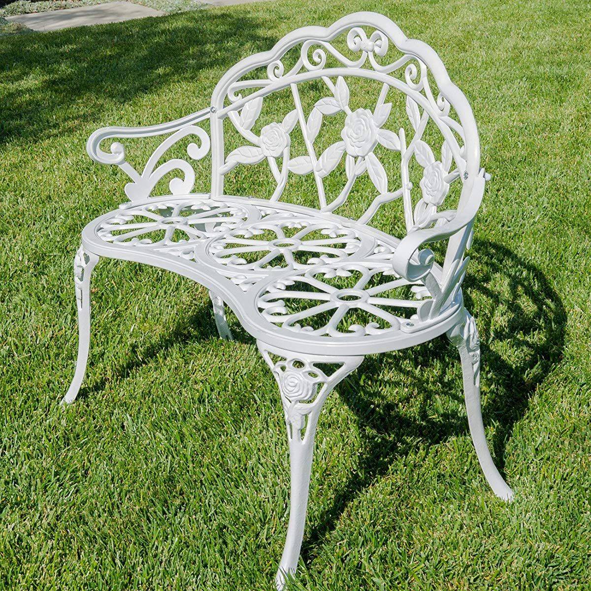 Belleze Outdoor Patio Cast Iron Hardwood Garden Bench