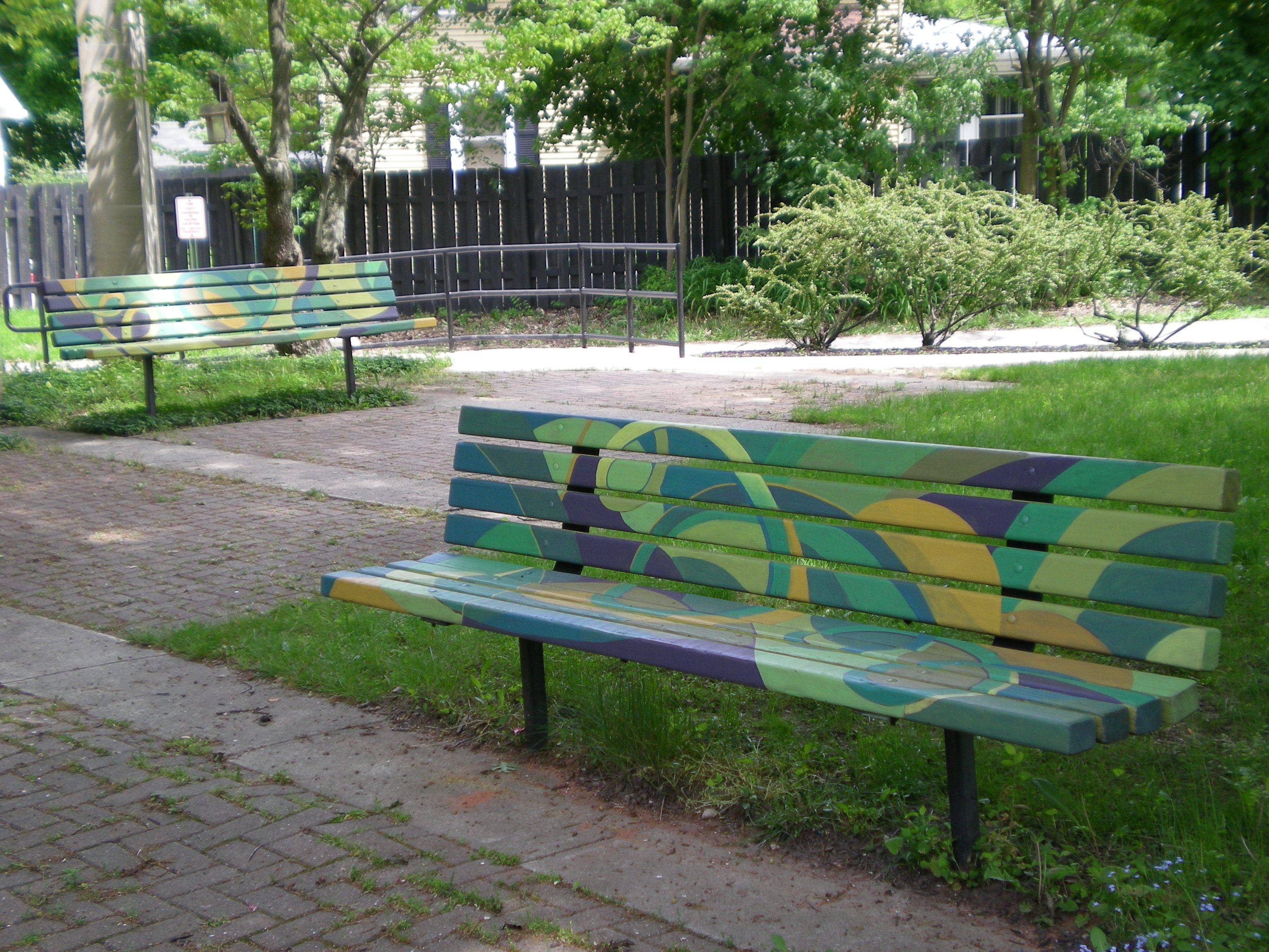 Painted Garden Bench Ideas Photograph Painted Bench Gard
