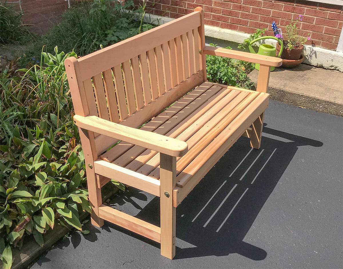 A L Furniture Western Red Cedar Royal English Garden Bench Outdoor