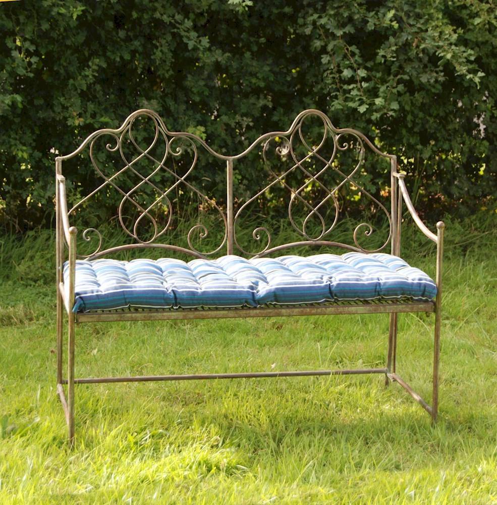 Metal Shabby Chic Bench Cream