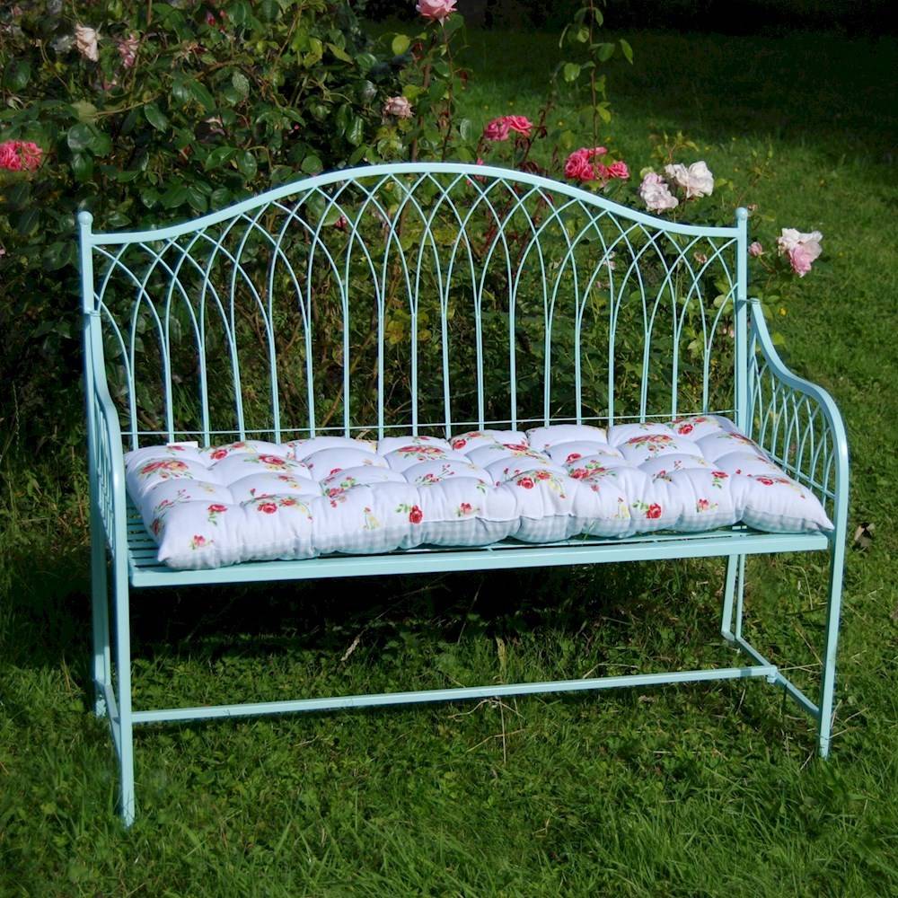 Shabby Chic Metal Garden Bench Two Colours Savvysurfcouk