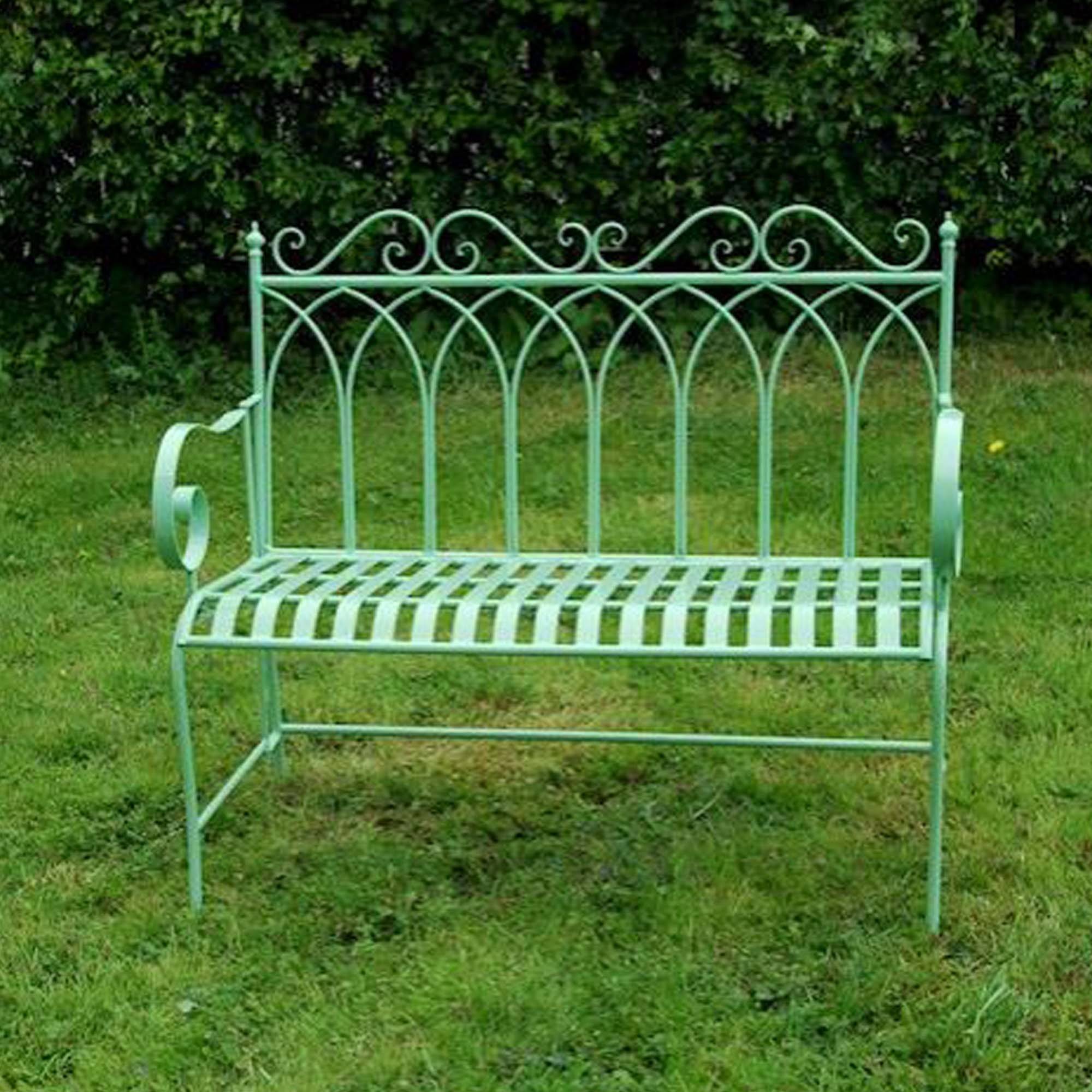 Shabby Chic Metal Garden Bench Two Colours Savvysurfcouk