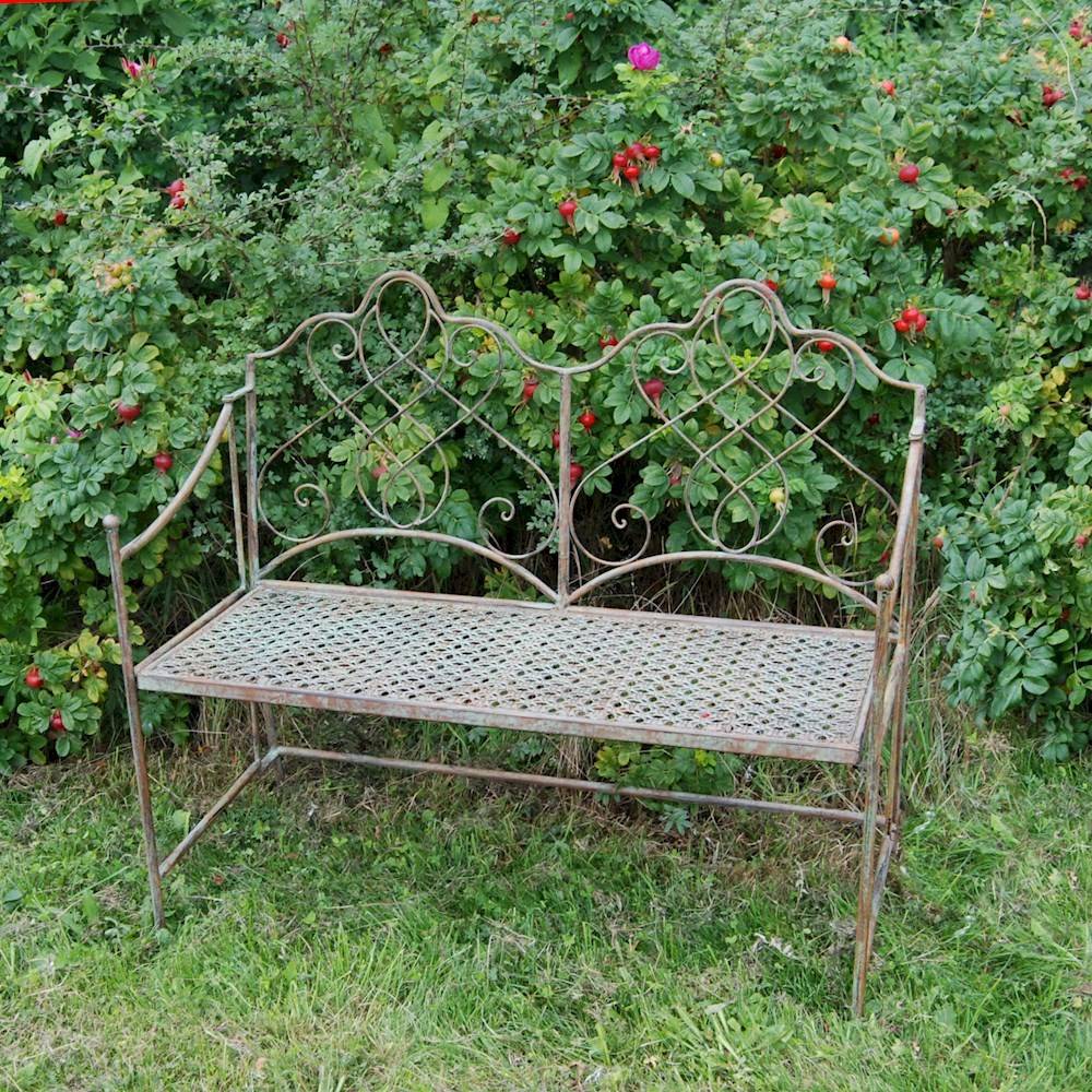 Shabby Chic Metal Garden Bench Two Colours Savvysurfcouk