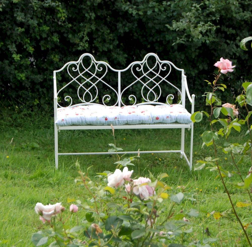 Steel Shabby Chic Garden Bench Blue Or Cream Bench Garden Furniture