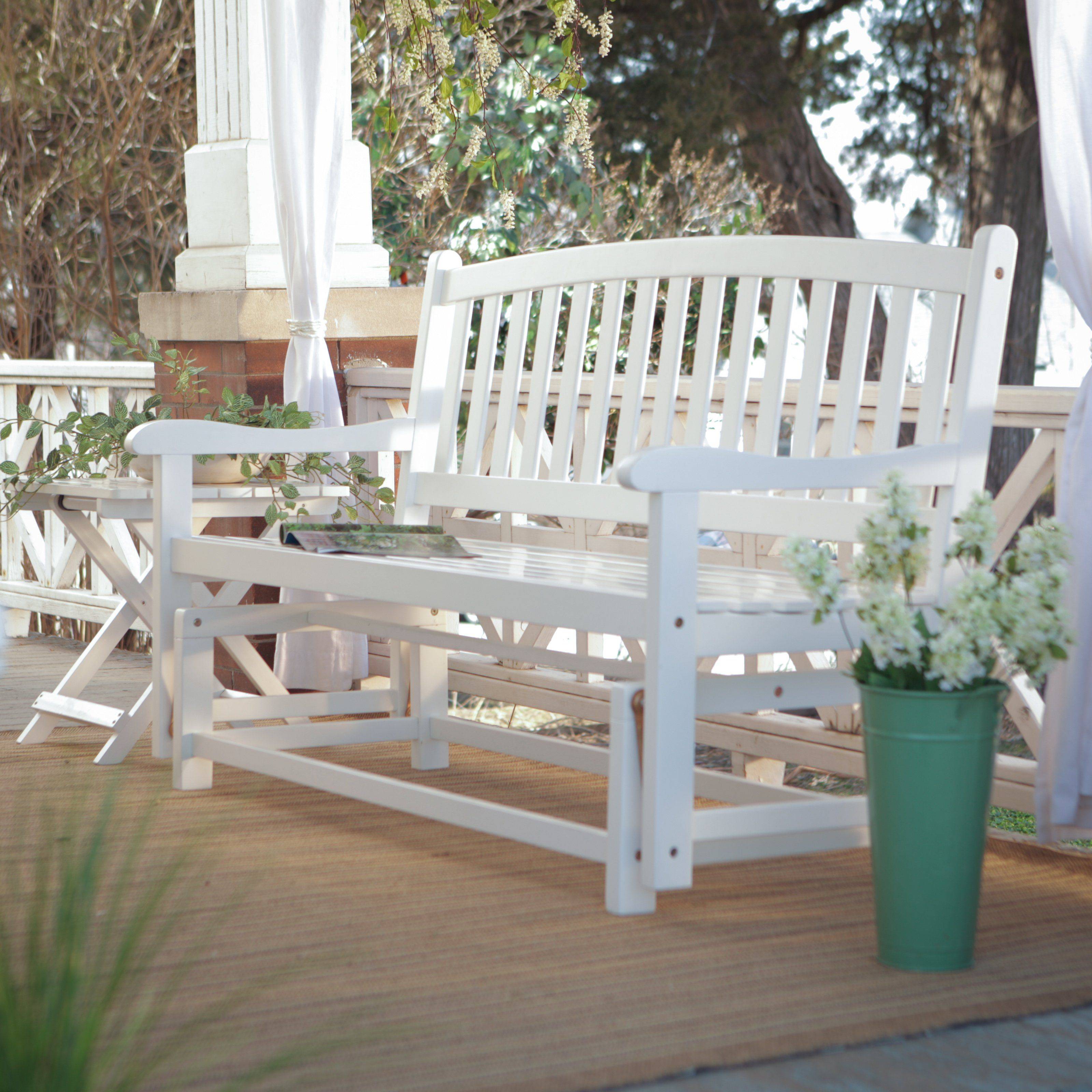 L White Eucalyptus Patio Bench