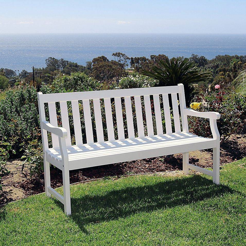 Coral Coast Pleasant Bay Curved Slatback Outdoor Wood Bench White