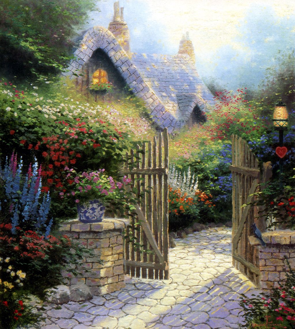 Gazebo Garden Of Prayer By Thomas Kinkade Thomas Kinkade Art