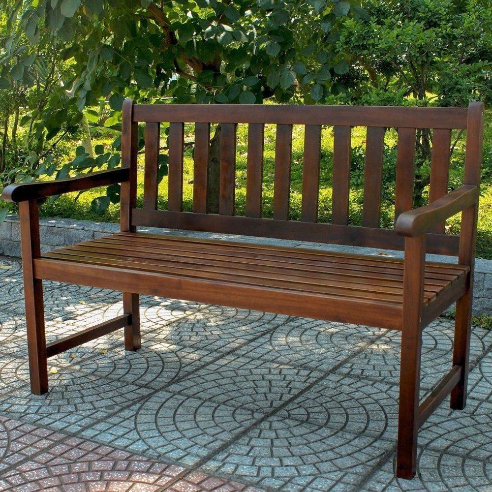 Curved Acacia Wood Bench