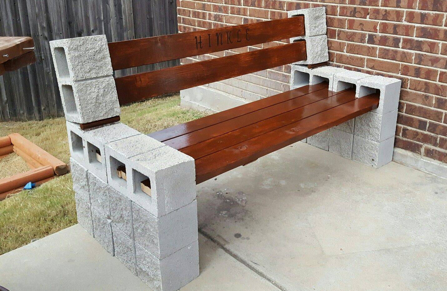 Cinder Block Bench Backyard Oasis