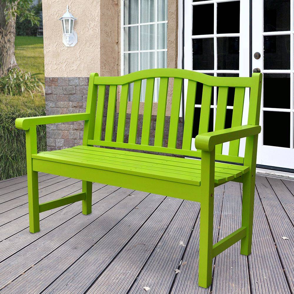 Wooden Garden Bench Seater Solid Wood Sage Green Outdoor Seat