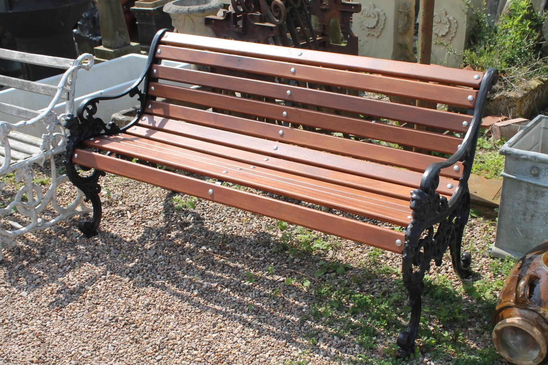 Antique Metal Wrought Iron Garden Bench
