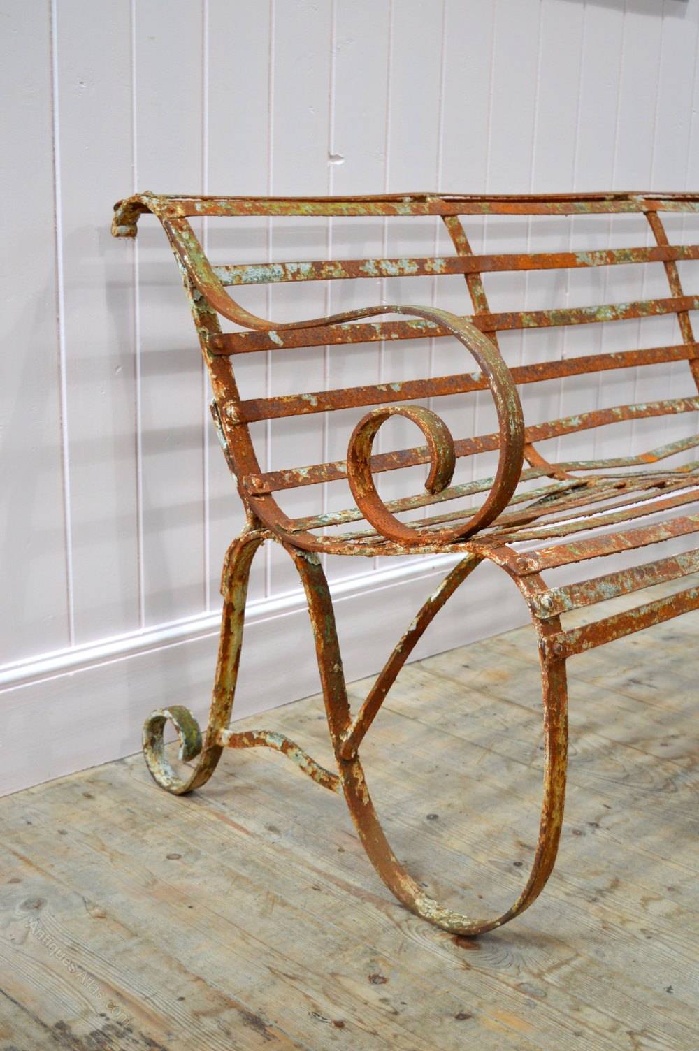 Antique Wrought Iron And Wood Garden Or Park Bench Prior Willis