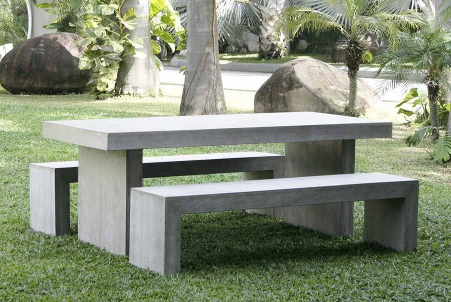 Concrete Block And Wood Bench