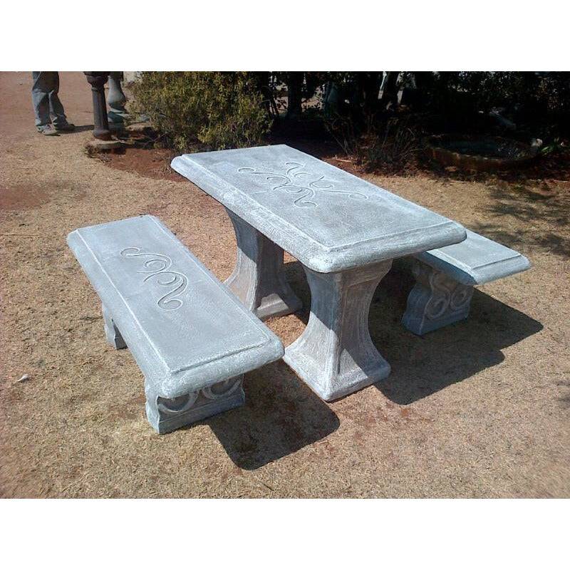 Karen Outdoor Oak Finish Light Weight Concrete Dining Bench