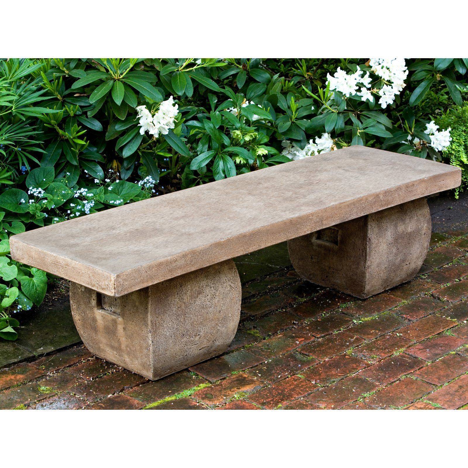 Outdoor Campania International Sagano Cast Stone Backless Garden Bench