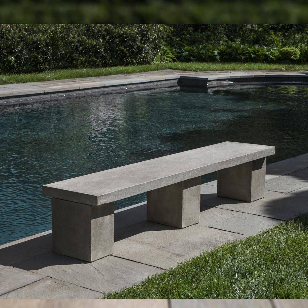 Outdoor Campania International Ryokan Cast Stone Backless Garden Bench