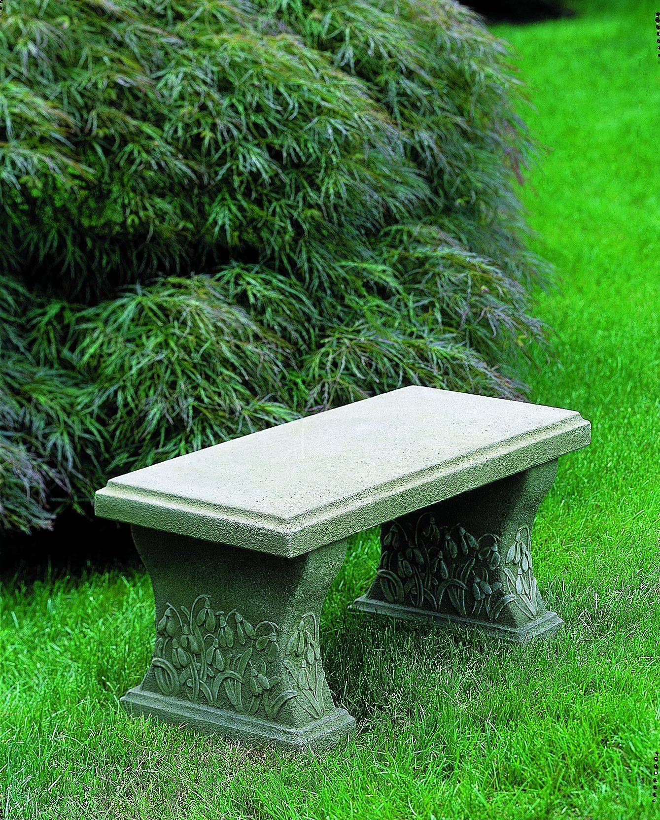 Outdoor Campania International Sagano Cast Stone Backless Garden Bench