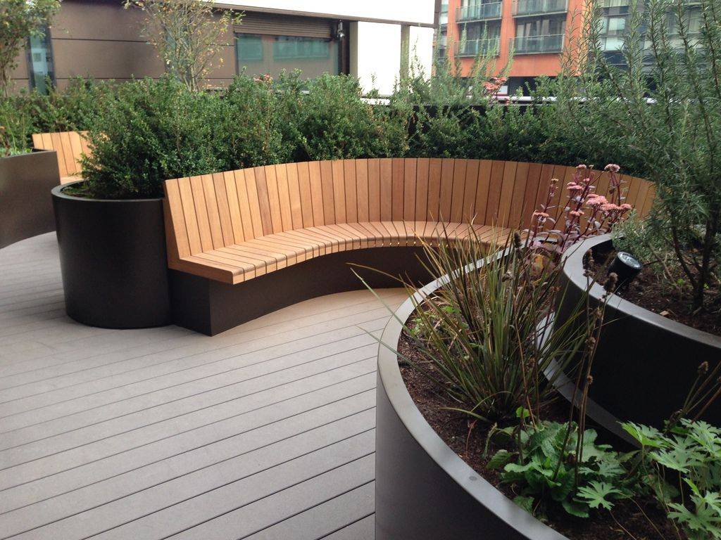 Curved Outdoor Bench Garden Seating Modern