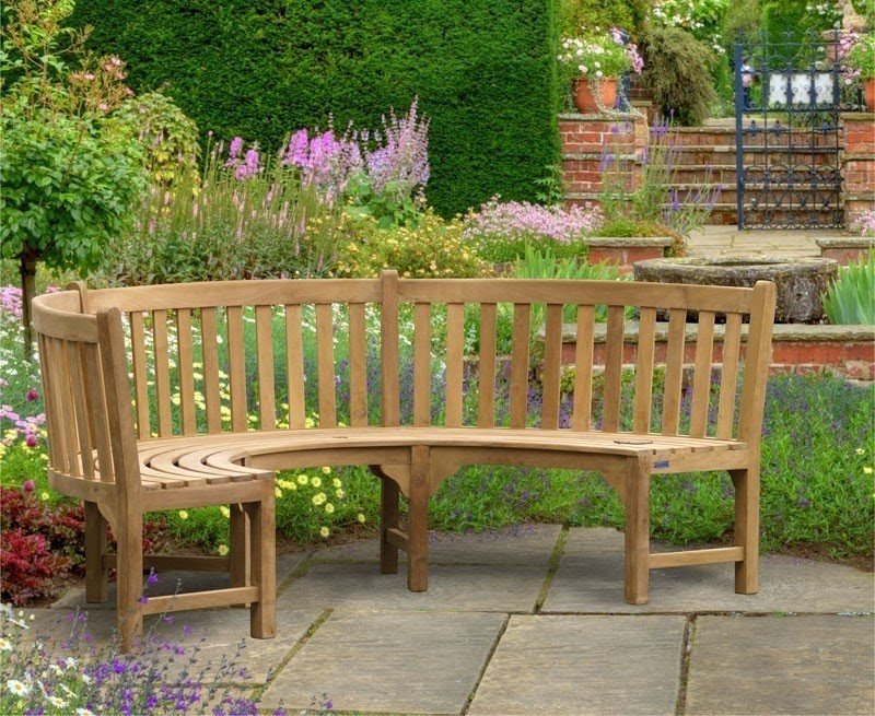 Curved Wooden Garden Benches