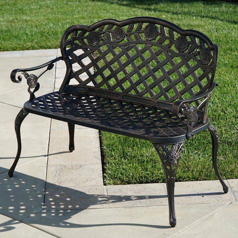Black Wrought Iron Garden Bench
