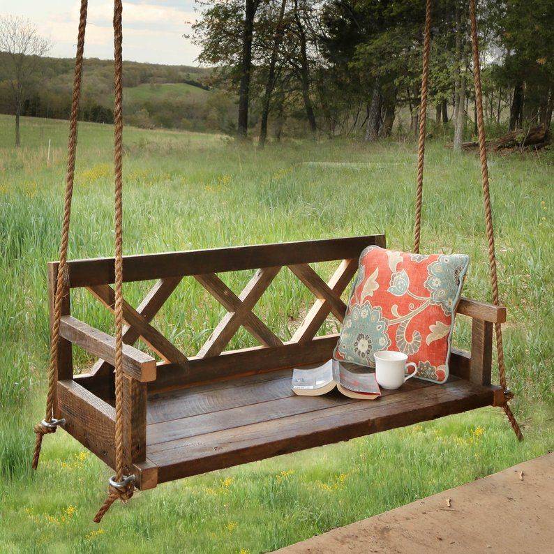 Unique Hanging Swing Outdoor Garden Furniture Decor Black Frame