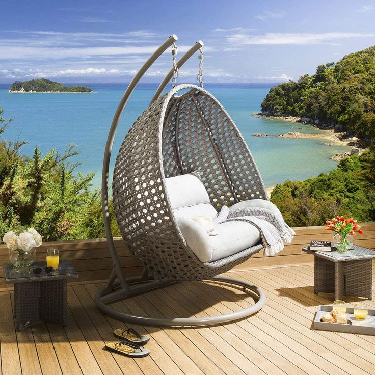 Luxury Outdoor Person Garden Hanging Pod Egg Chair Grey Silver