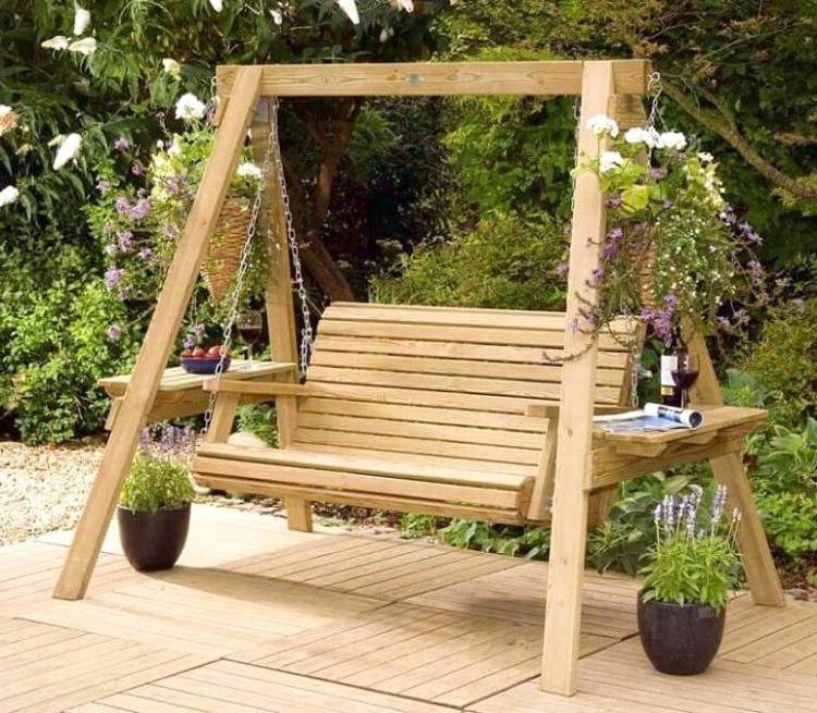 Beautiful Wooden Swings Quiet Corner