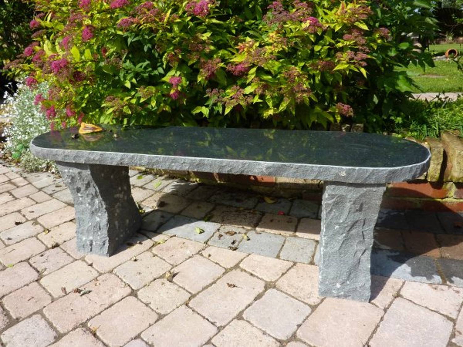 Rustic Straight Grey Granite Garden Bench