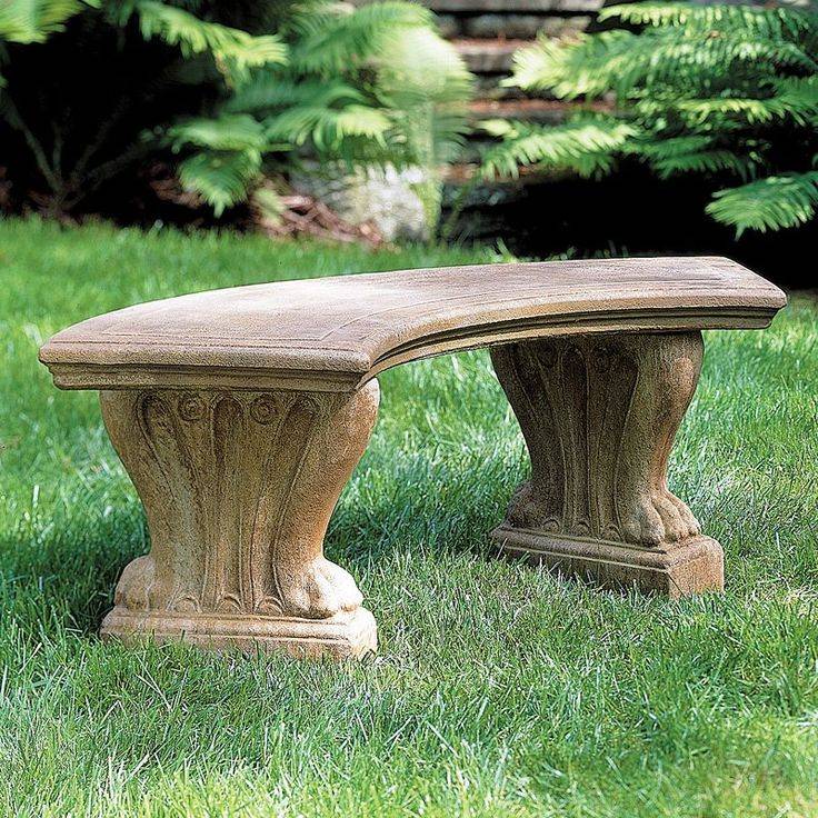 Outdoor Campania International Curved Leaf Cast Stone Backless Garden