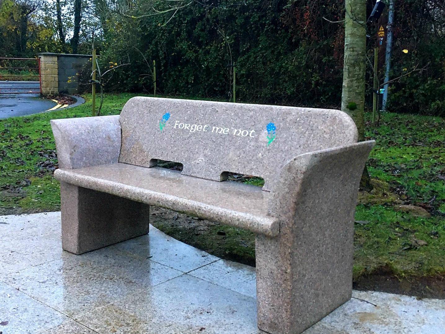 Curved Charcoal Granite Outdoor Bench