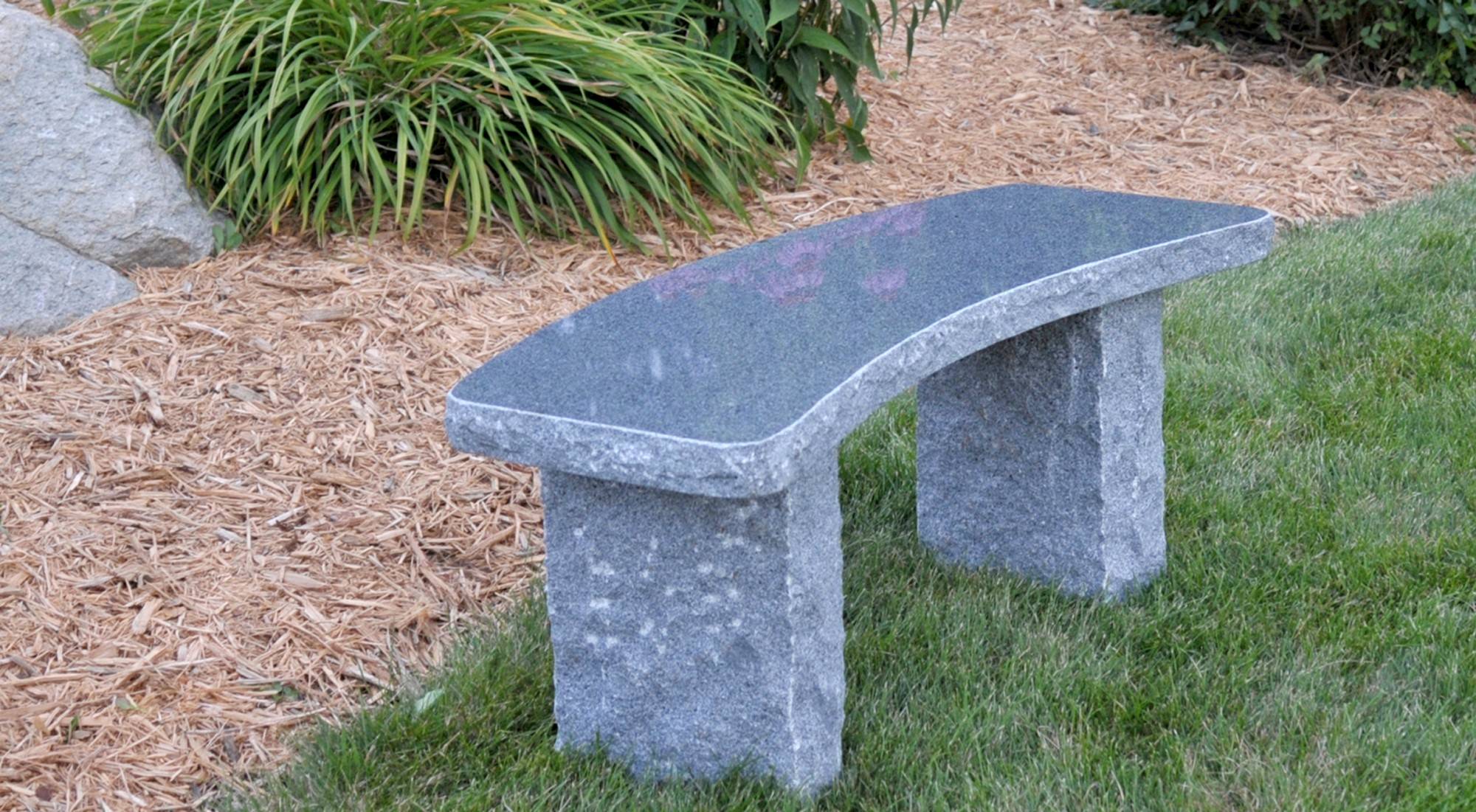 Rustic Straight Pink Granite Garden Bench