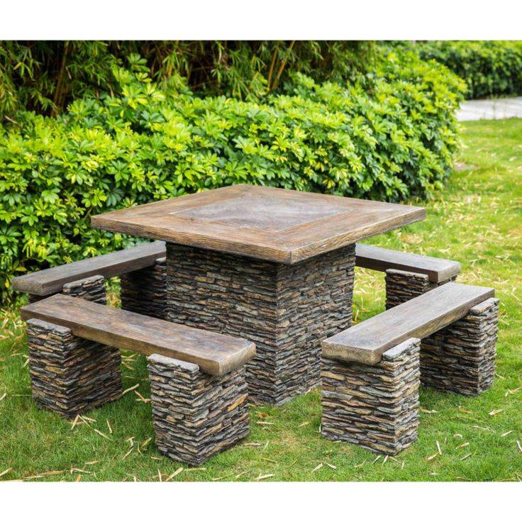 The X Cast Stone Backless Garden Bench Outdoor