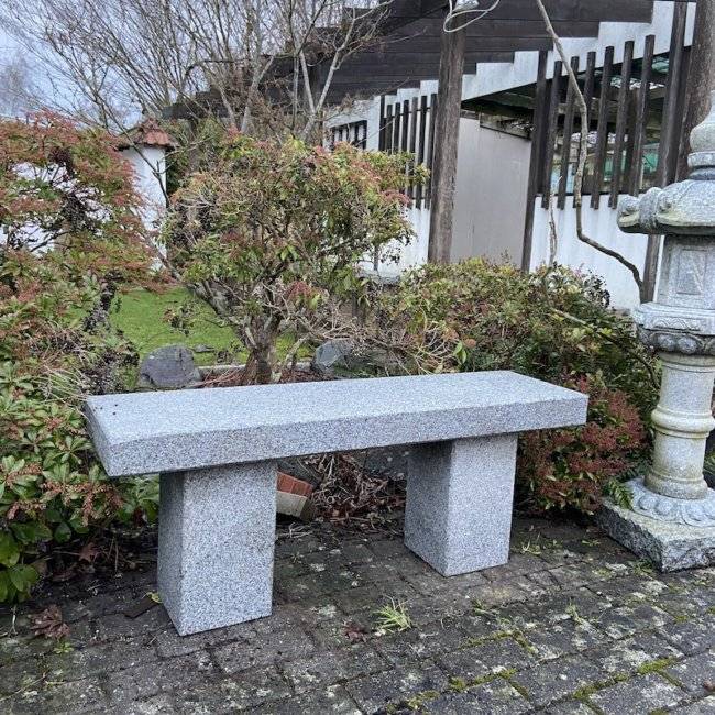 Sagano Bamboo Japanese Stone Outdoor Bench Kinsey Garden Decor