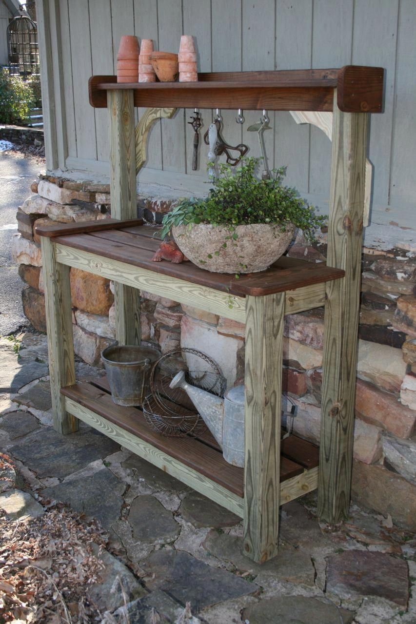 This Rustic Potting Bench