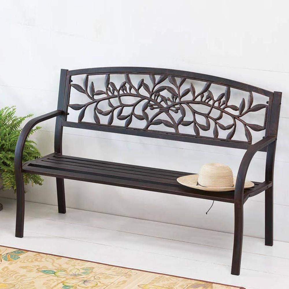 Gardenised Steel Outdoor Patio Garden Park Bench