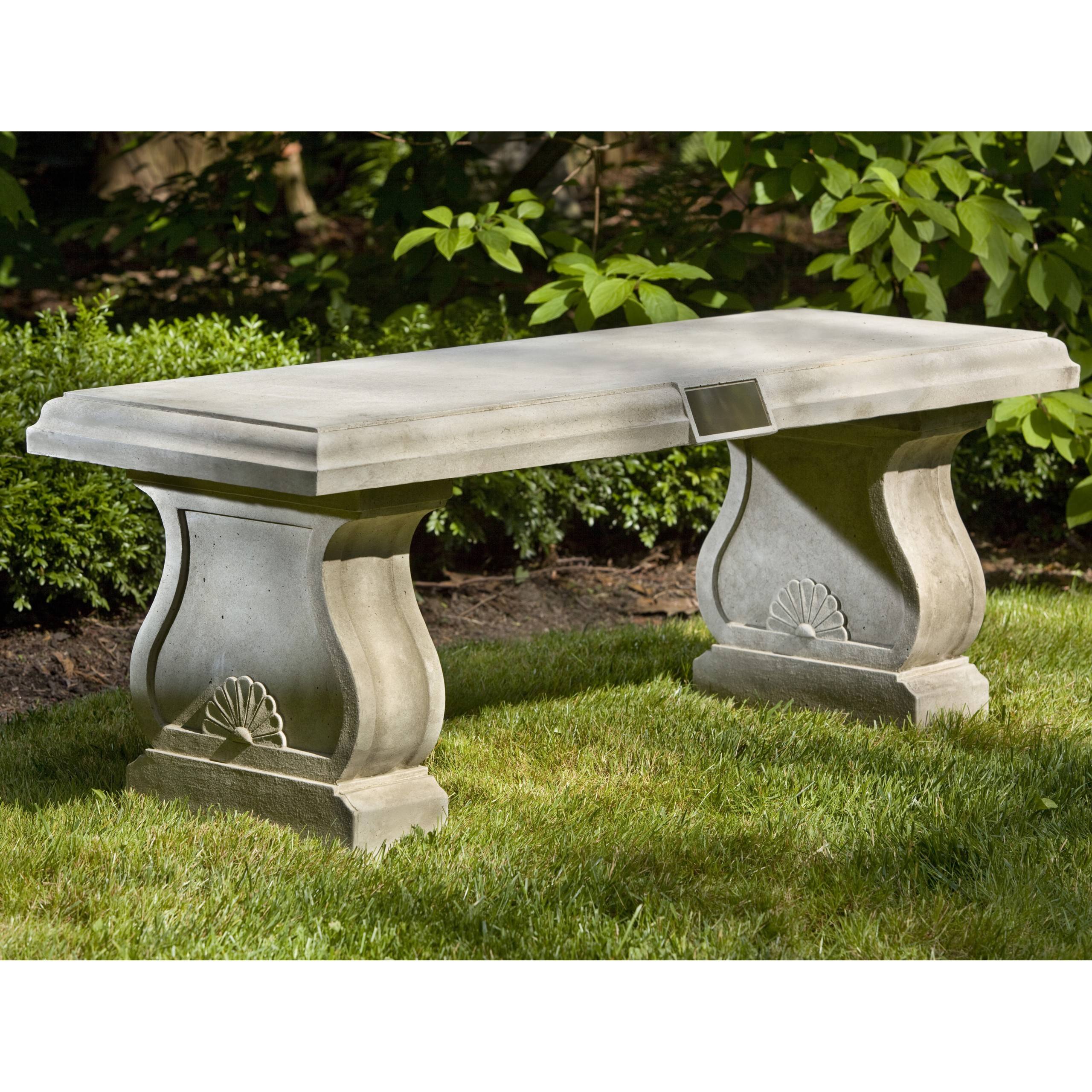 Campania International Faux Bois Cast Stone Backless Garden Bench