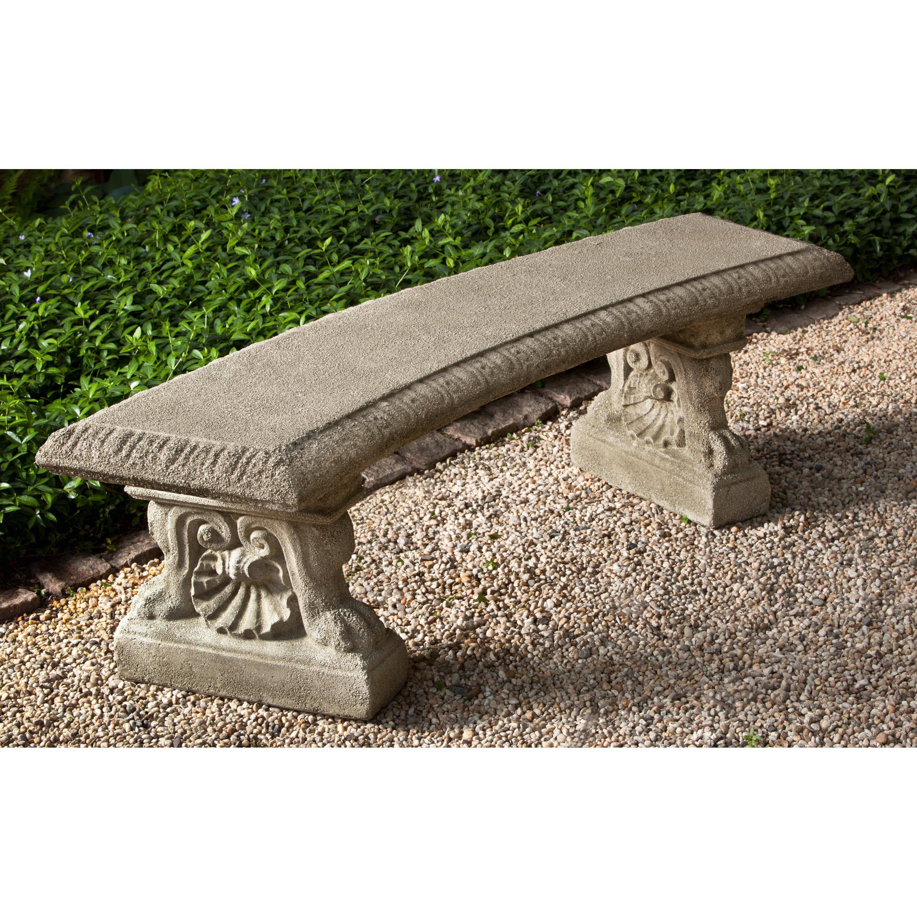 Outdoor Campania International Ryokan Cast Stone Backless Garden Bench