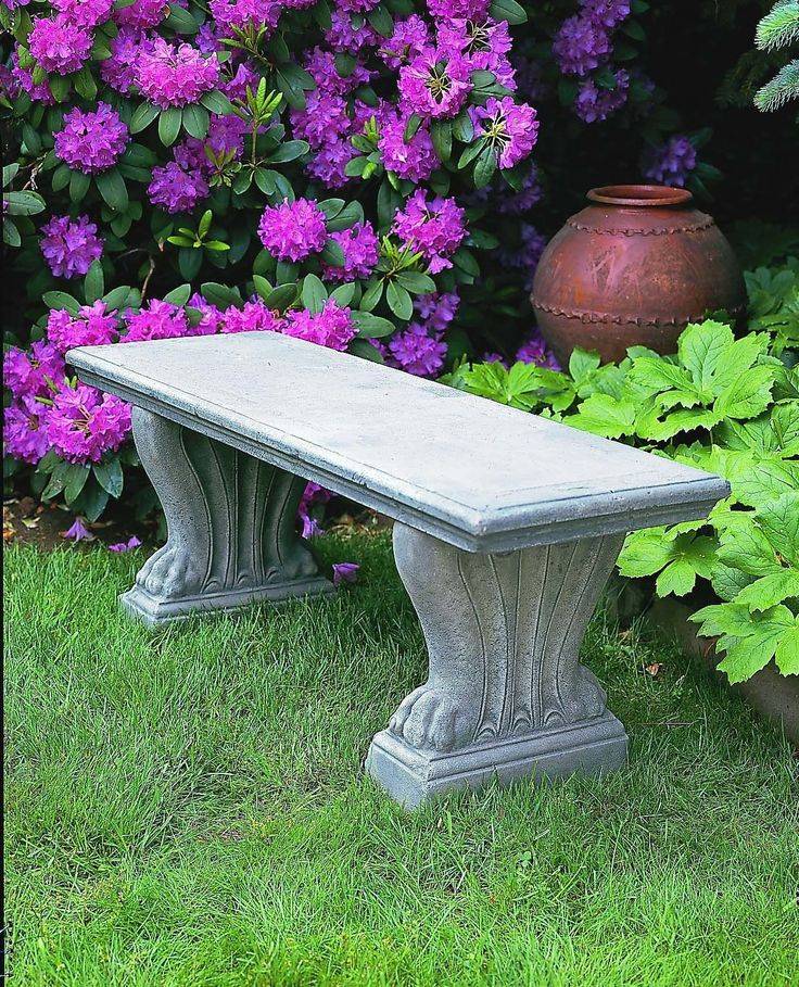 Outdoor Campania International Sagano Cast Stone Backless Garden Bench