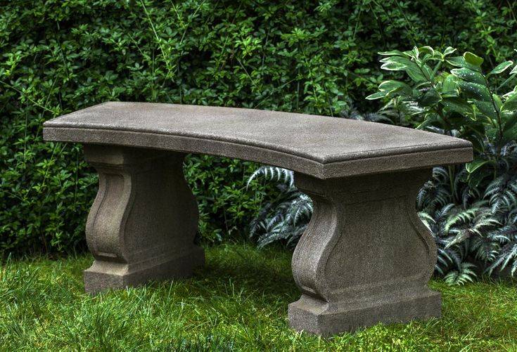 Point Cast Stone Backless Garden Bench Outdoor Benches