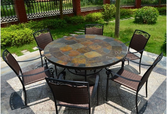 Round Stone Top Patio Table