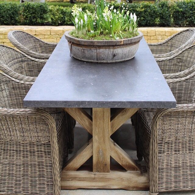 Stone Table Backyard Seating Area