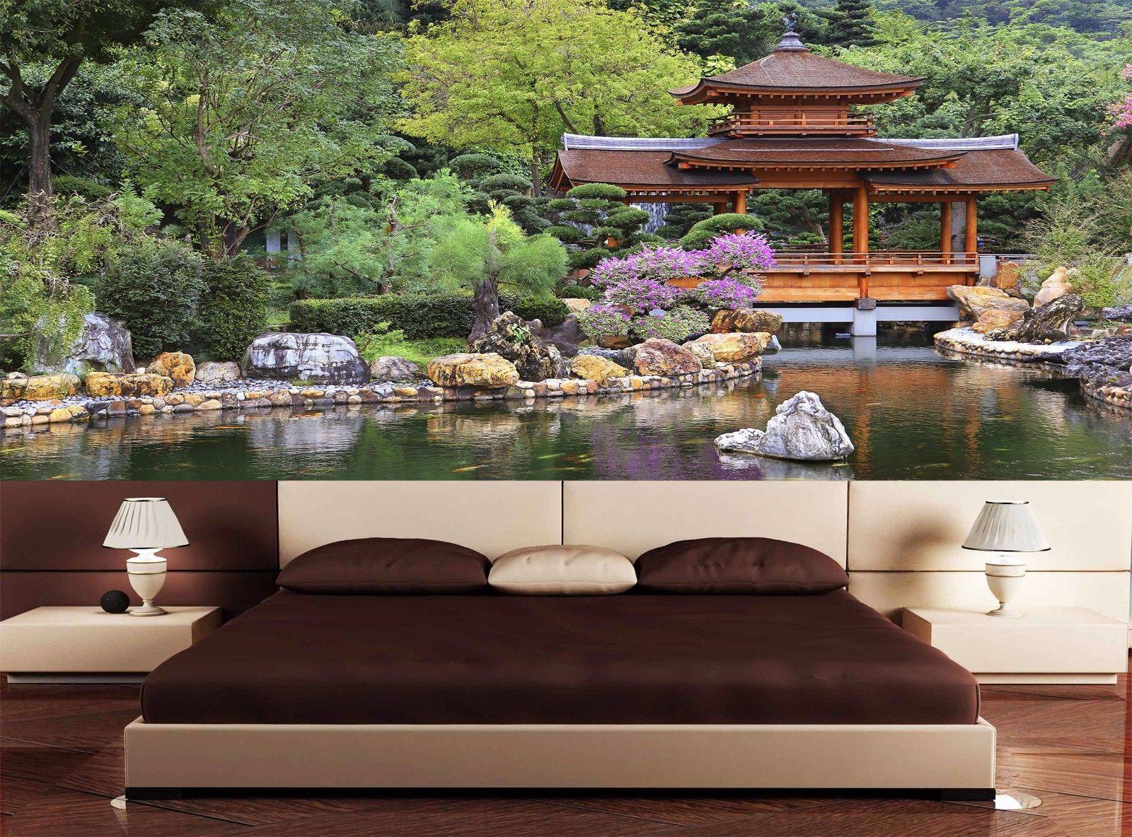 Chinese Zen Garden Pagoda Wall Mural