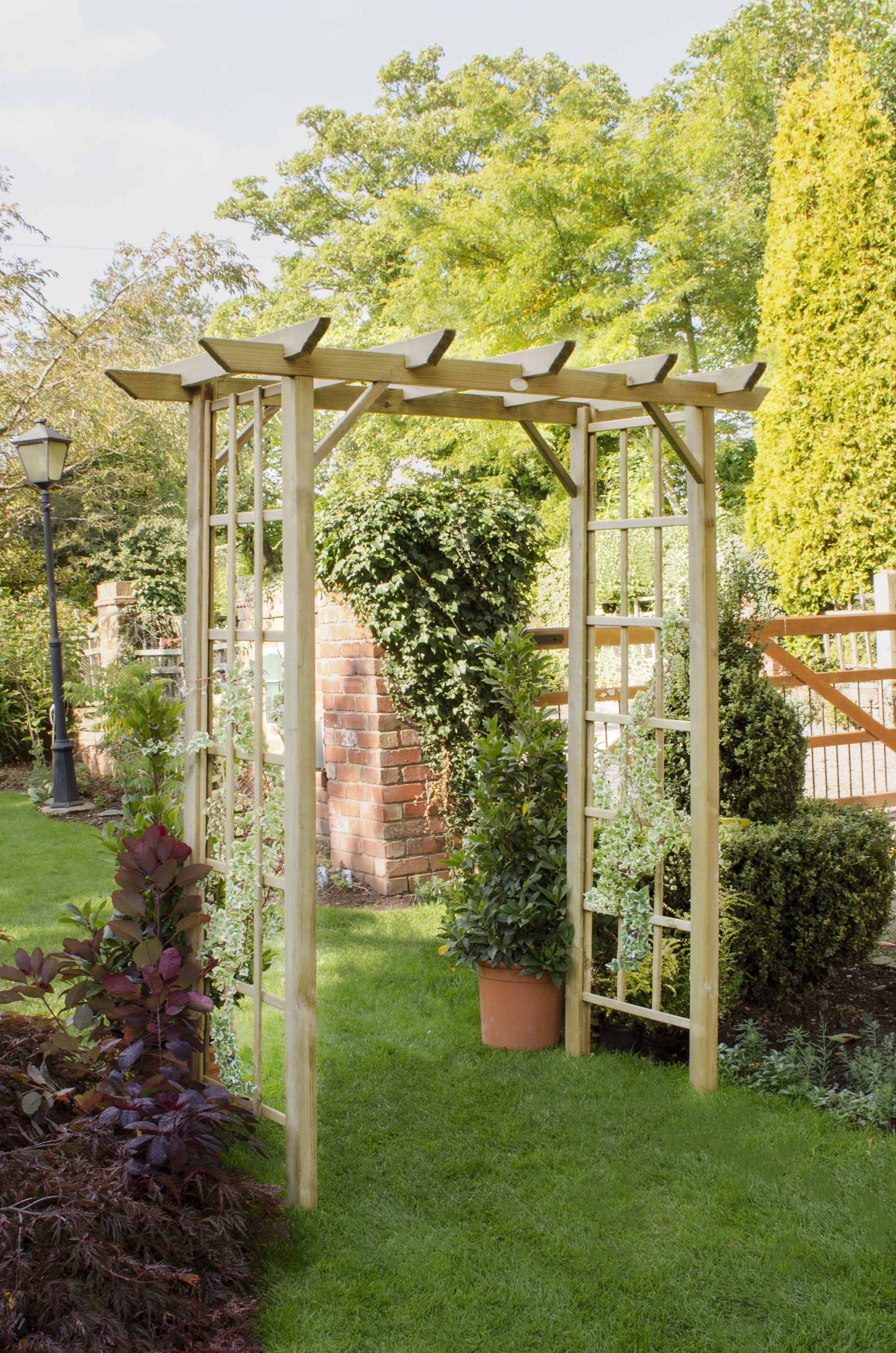Wooden Garden Arbor Round Arch Trellis Pergola